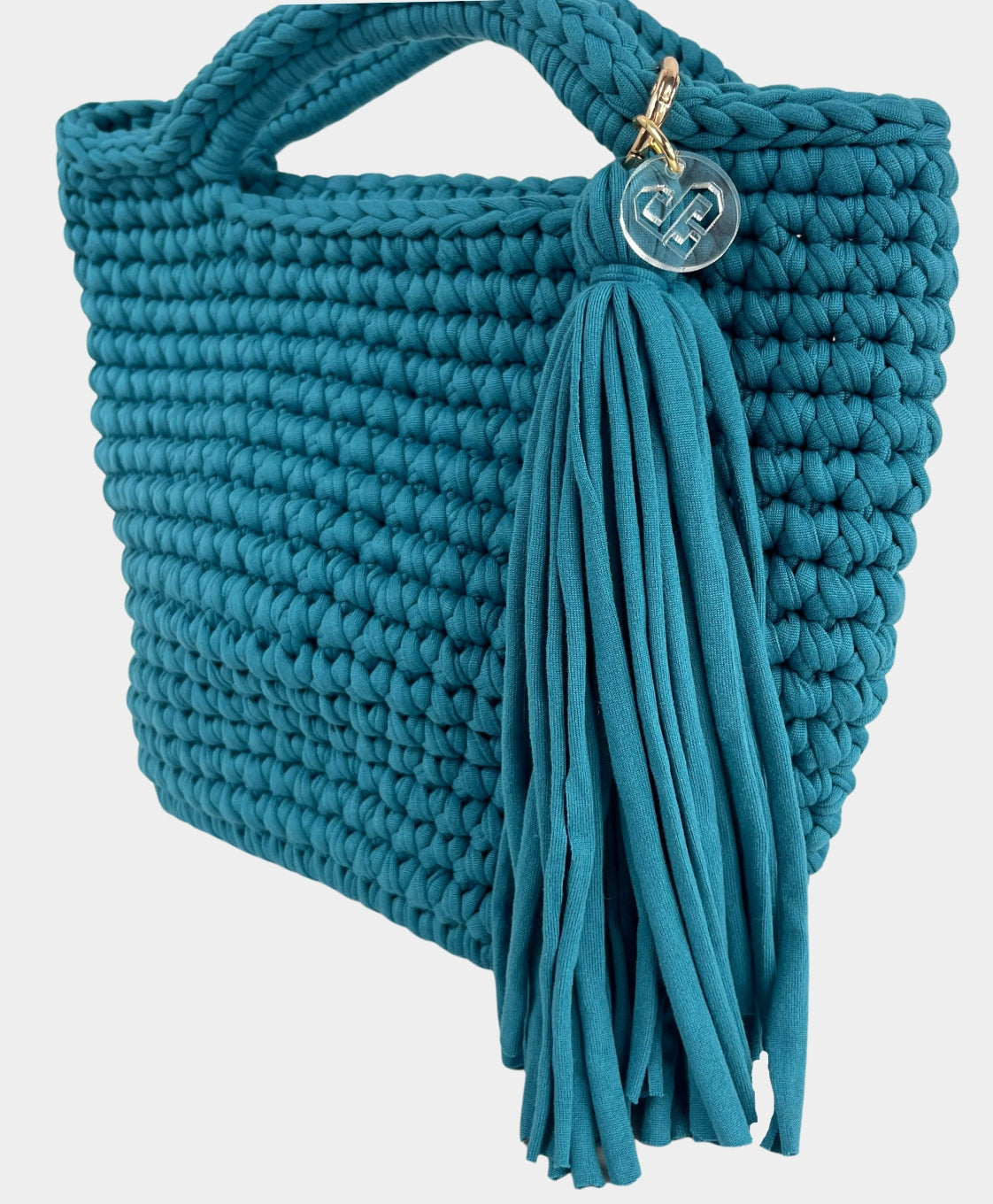 Crochet Teal Handheld Bag