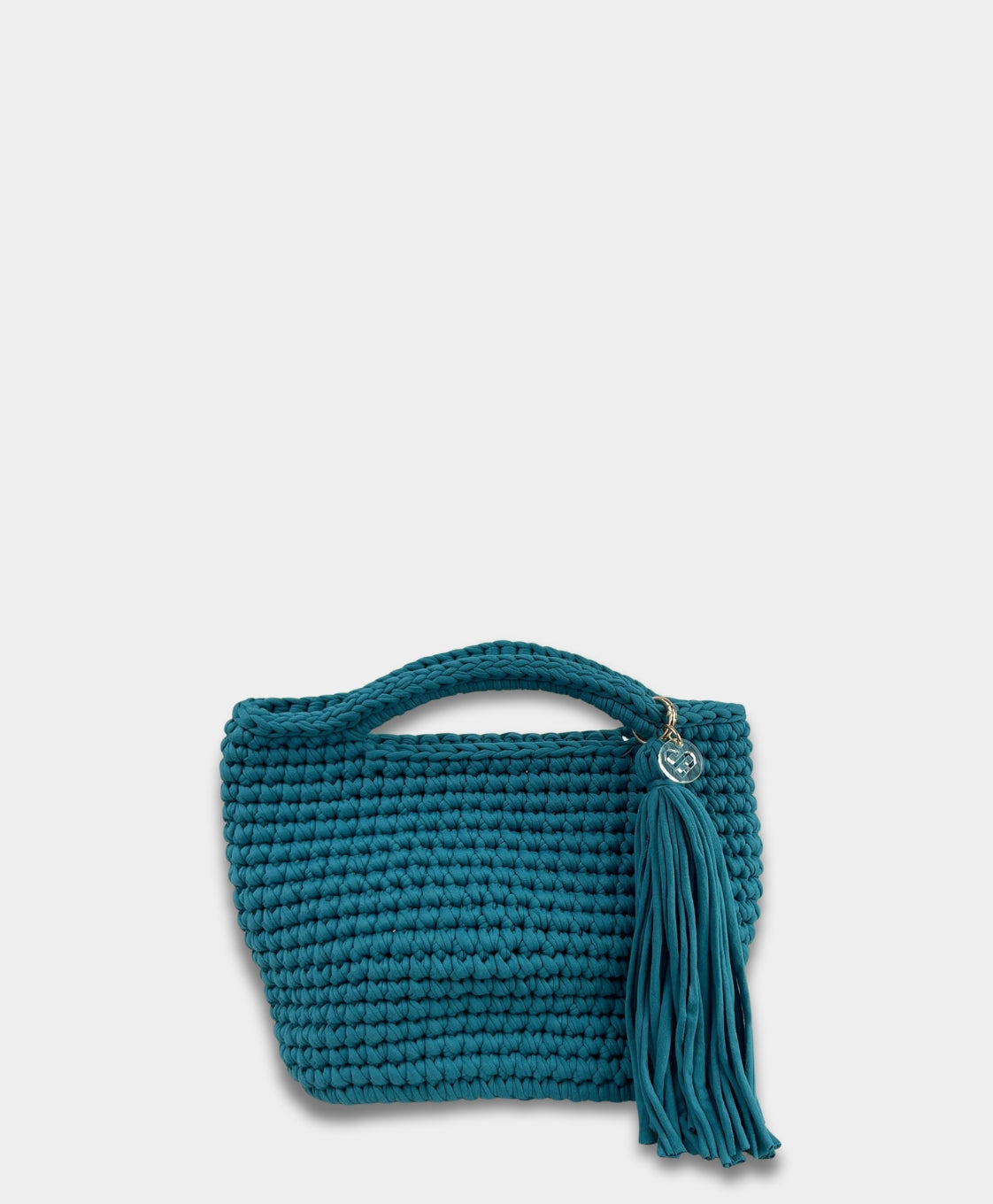 Crochet Teal Handheld Bag