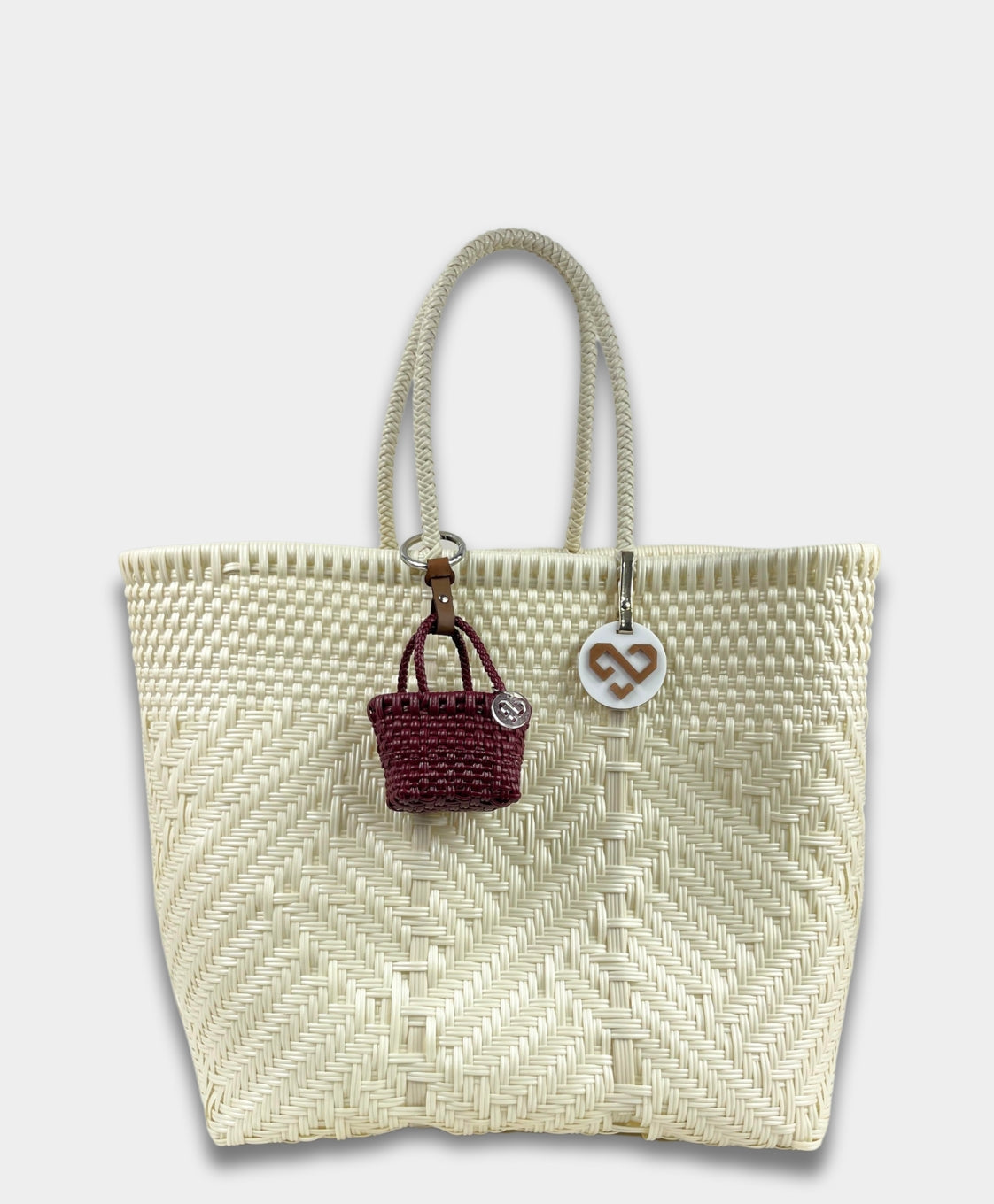 Tiny Tote Bag Charm Maroon