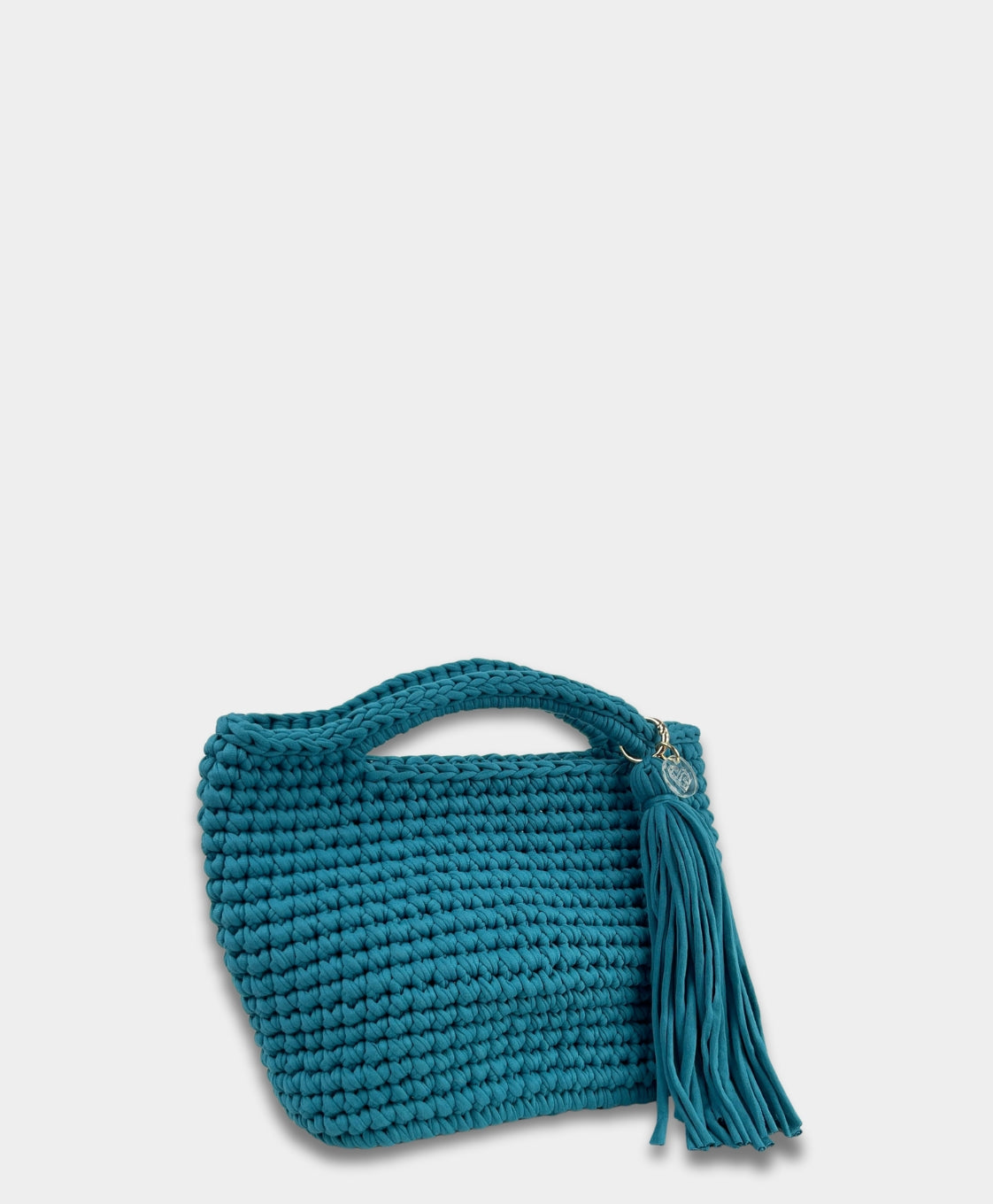 Crochet Teal Handheld Bag