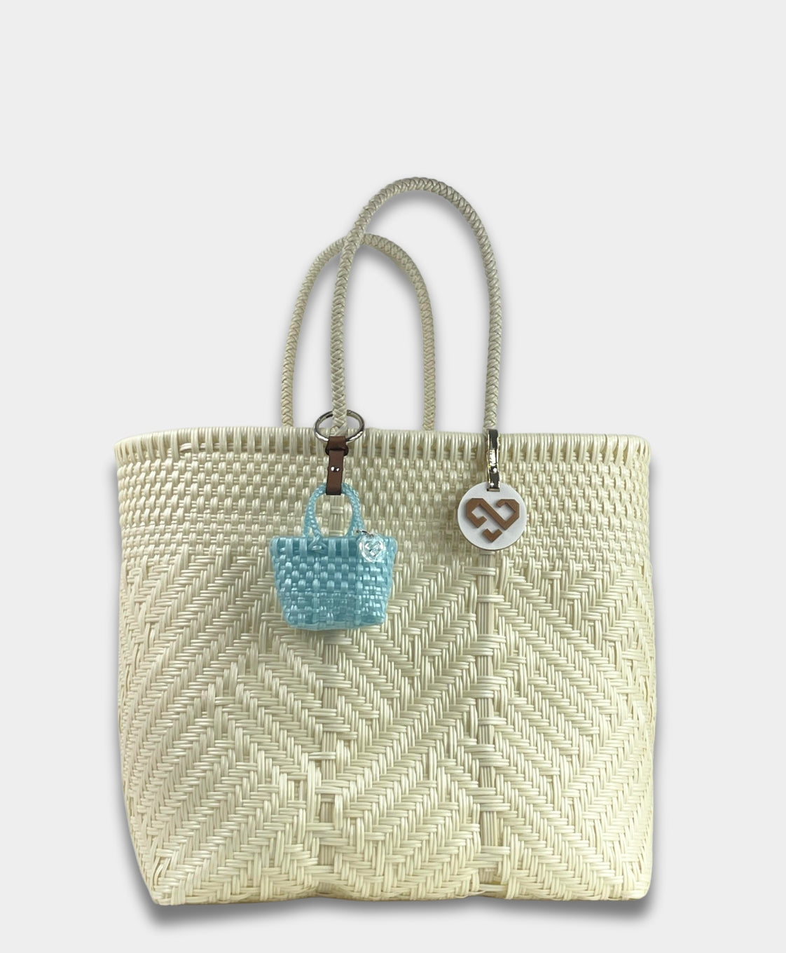 Tiny Tote Bag Charm Metallic Baby Blue